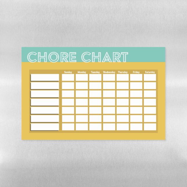 Chore Chart (Yellow) Magnetic Dry Erase Sheet (Horizontal)