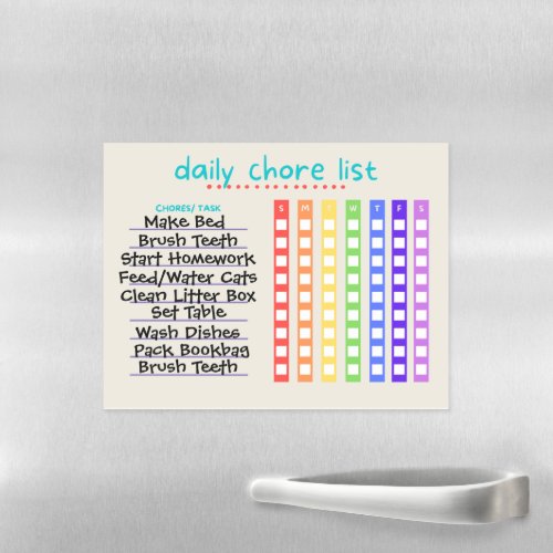 Chore List Magnetic Dry Erase Sheet