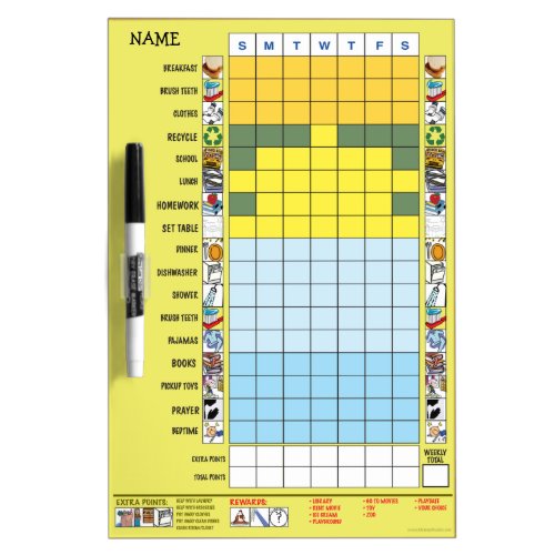 ChoreSchedule Chart for Elementary Schooler Dry_Erase Board