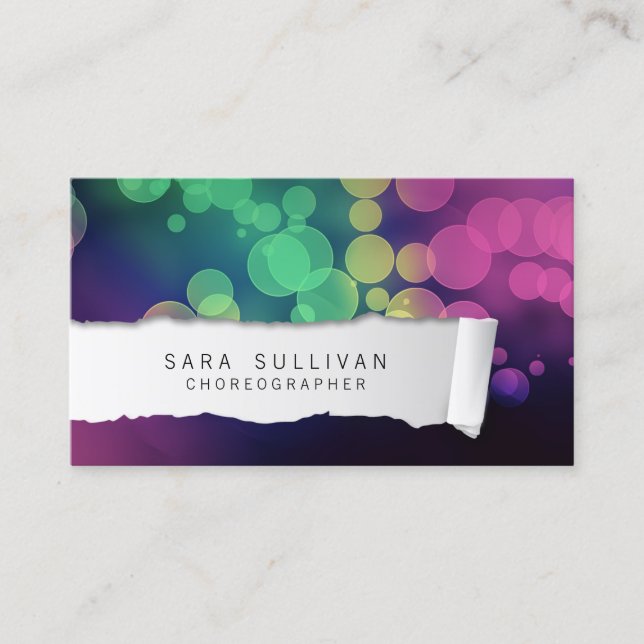 Choreographer Dancer Talent Colorful Ripped Paper Business Card (Front)