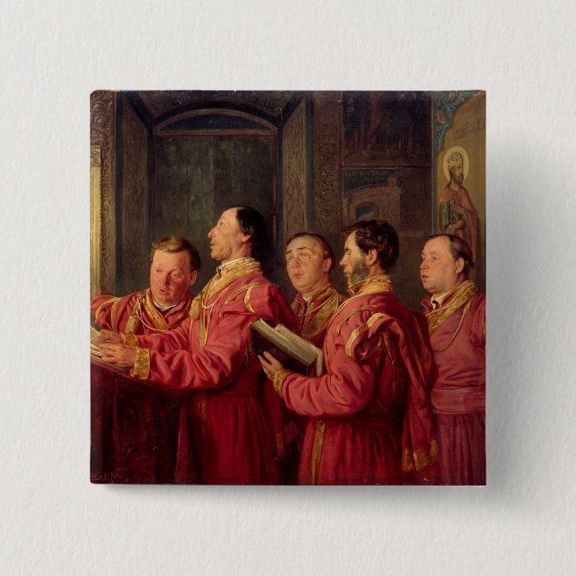 Choristers in the Church, 1870 Pinback Button (Front)
