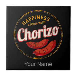 Chorizo Retro Sausage Vintage BBQ Gourmet Barbecue Ceramic Tile