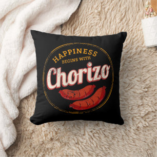 Chorizo Retro Sausage Vintage BBQ Gourmet Barbecue Throw Pillow