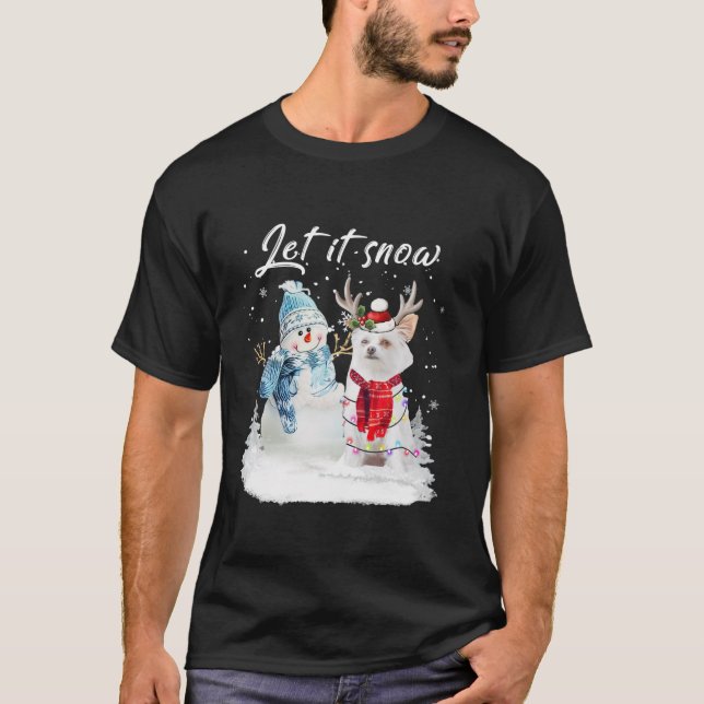 Chorkie Santa Dog Christmas Snowman Xmas Pajama T-Shirt (Front)