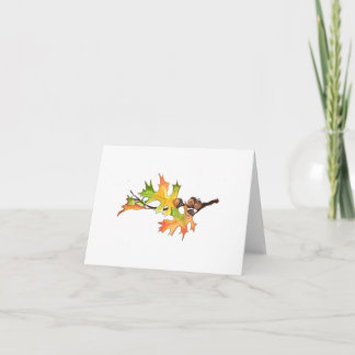chorns and autumn leaves card