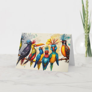Chorus of Colorful Birds Note Card