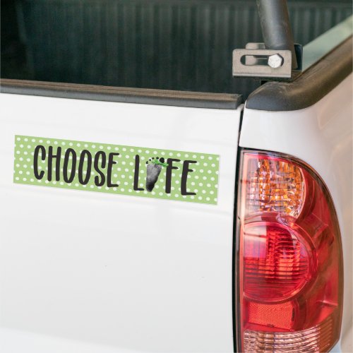 Chose Life Baby Footprint with Bow Bumper Sticker