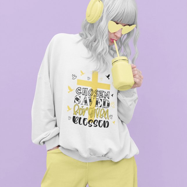Chosen Blessed Christian faith yellow Sweatshirt (Creator Uploaded)