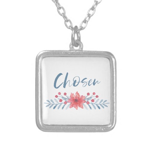 Chosen Blue and Pink Flowers Kids Adoption Silver Plated Necklace