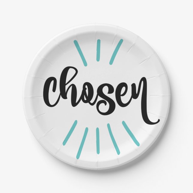Chosen Blue Infant Kids Adoption Day Paper Plates (Front)