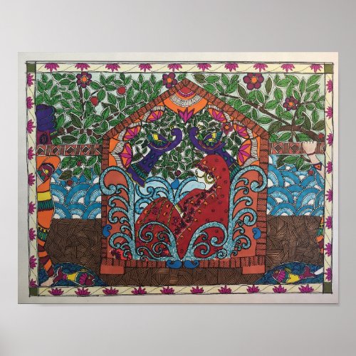 chosen bride in palanquin in Madhubani style Poster
