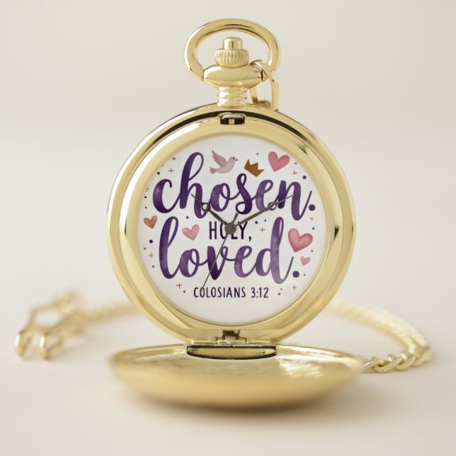 Chosen Holy Loved Christian Pocket Watch (Inside)