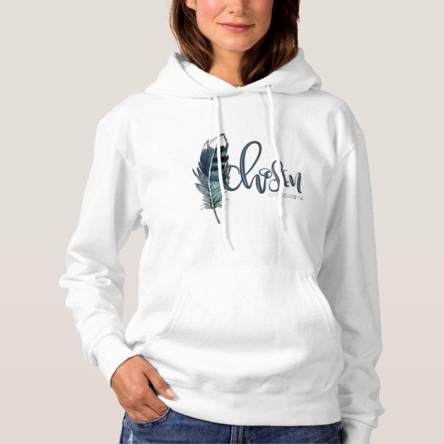 ‘Chosen’-Ladies White Hoodie (Front)