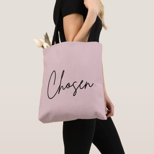 Chosen Minimalist Blush Pink Christian Shopping Tote Bag