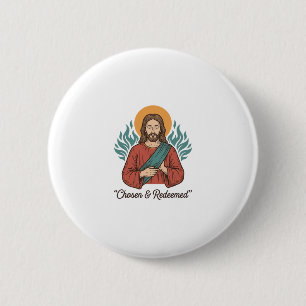 Chosen & Redeemed Christian Vintage Jesus T-Shirt Button