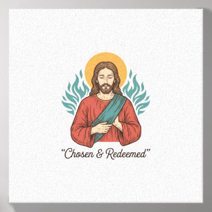 Chosen & Redeemed Christian Vintage Jesus T-Shirt Canvas Photo Tile