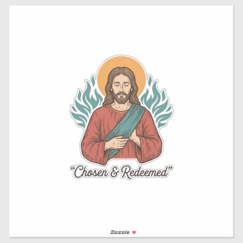 Chosen & Redeemed Christian Vintage Jesus T-Shirt Sticker