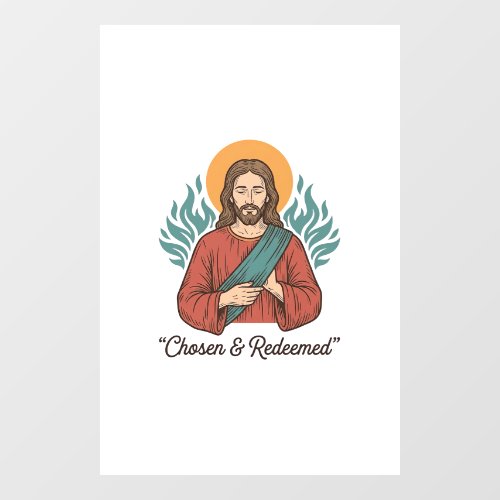 Chosen & Redeemed Christian Vintage Jesus T-Shirt Window Cling
