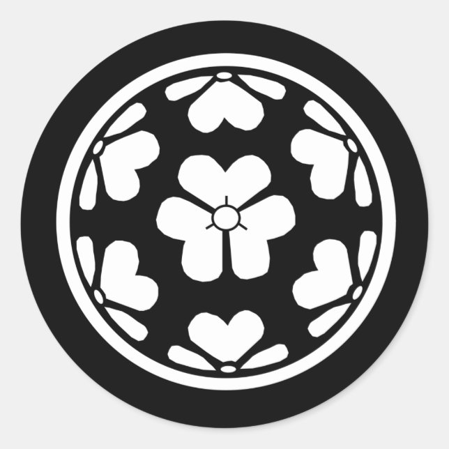 Chosokabe Mon Japanese Samurai Clan Classic Round Sticker (Front)
