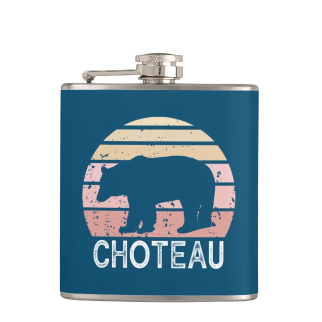 Choteau Montana Retro Bear Flask (Front)
