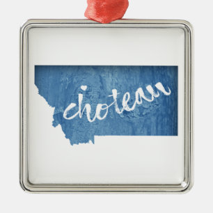 Choteau Montana Wood Grain Metal Ornament