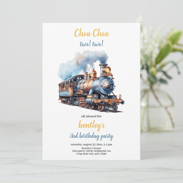 chou chou train birthday invitation (Standing Front)