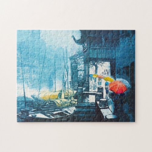 Chou Xing Hua Suzhou rainy day vibrant scenery Jigsaw Puzzle