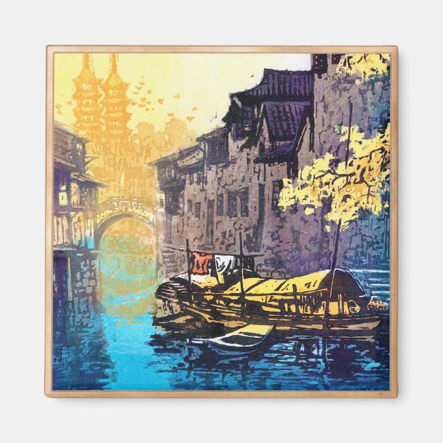 Chou Xing Hua Suzhou Scenery river sunset painting Magnet (Front)