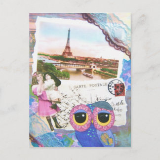 Chouette Owl Goes To Paris Postcard