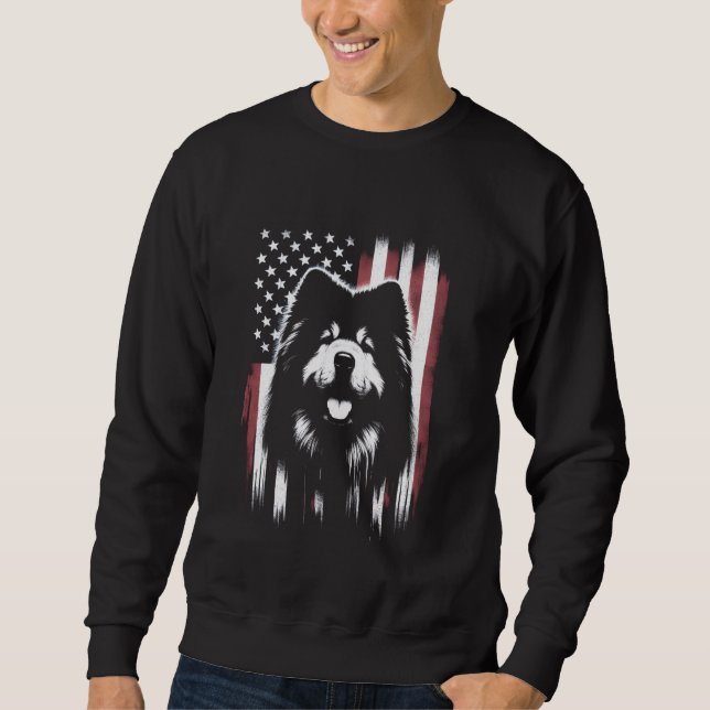 Chow Chow American Flag - Patriotic USA Dog Lover Sweatshirt (Front)
