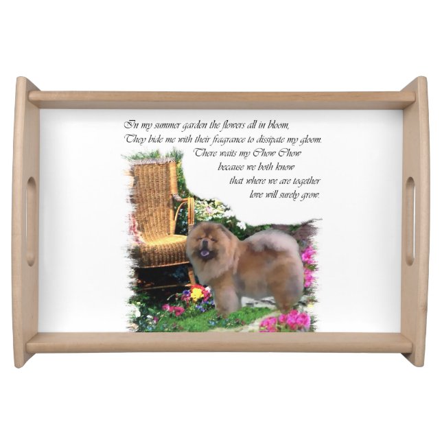 Chow Chow Art Summer Garden Serving Tray (Front)