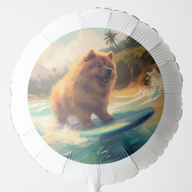 Chow Chow Beach Surfing Painting Balloon (Front)