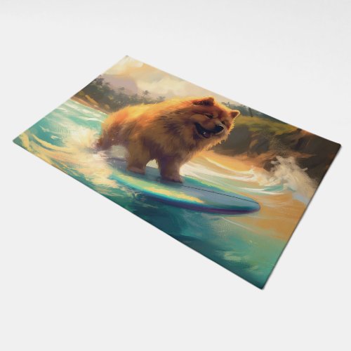 Chow Chow Beach Surfing Painting Doormat