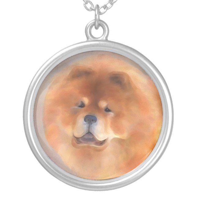 Chow Chow Beauty Silver Plated Necklace (Front)