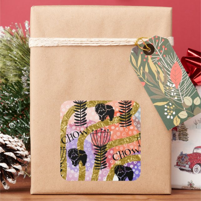 CHOW CHOW CHOW abstract  Square Sticker (Holiday)