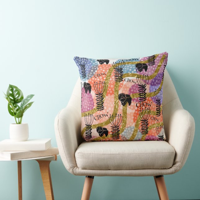 CHOW CHOW CHOW abstract  Throw Pillow (Chair)