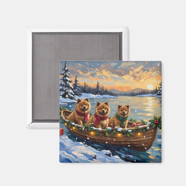 Chow Chow Christmas Boat Holiday Magnet (Front/Back)