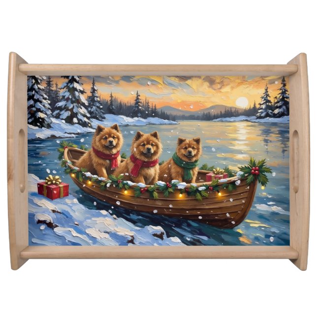 Chow Chow Christmas Boat Holiday Serving Tray (Front)