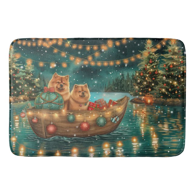 Chow Chow Christmas Festive Voyage Bath Mat (Front)