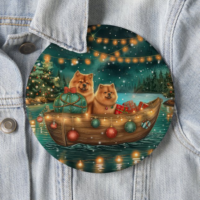 Chow Chow Christmas Festive Voyage Button (In Situ)
