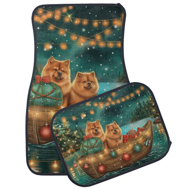 Chow Chow Christmas Festive Voyage Car Floor Mat (Set)