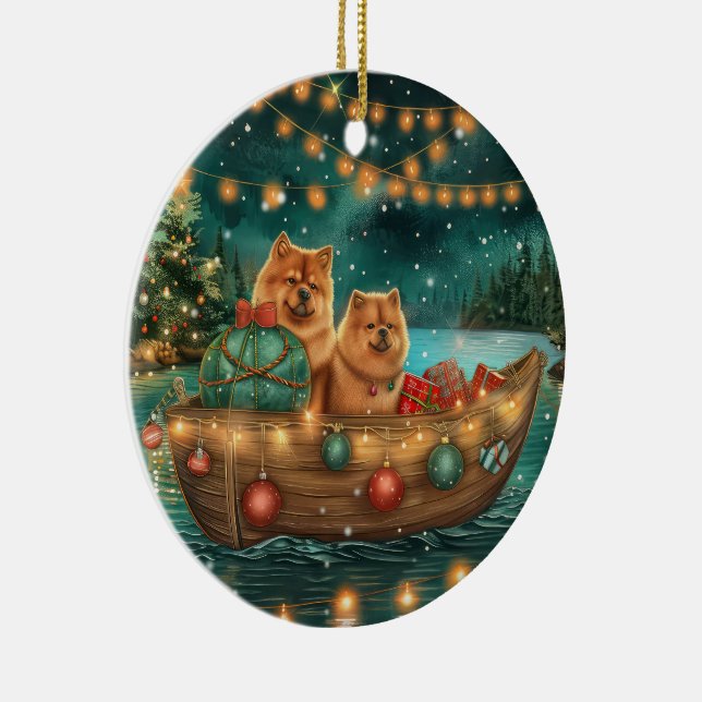 Chow Chow Christmas Festive Voyage Ceramic Ornament (Right)