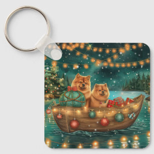 Chow Chow Christmas Festive Voyage Keychain