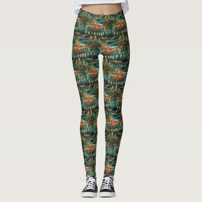 Chow Chow Christmas Festive Voyage Leggings (Front)