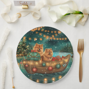 Chow Chow Christmas Festive Voyage Paper Plates