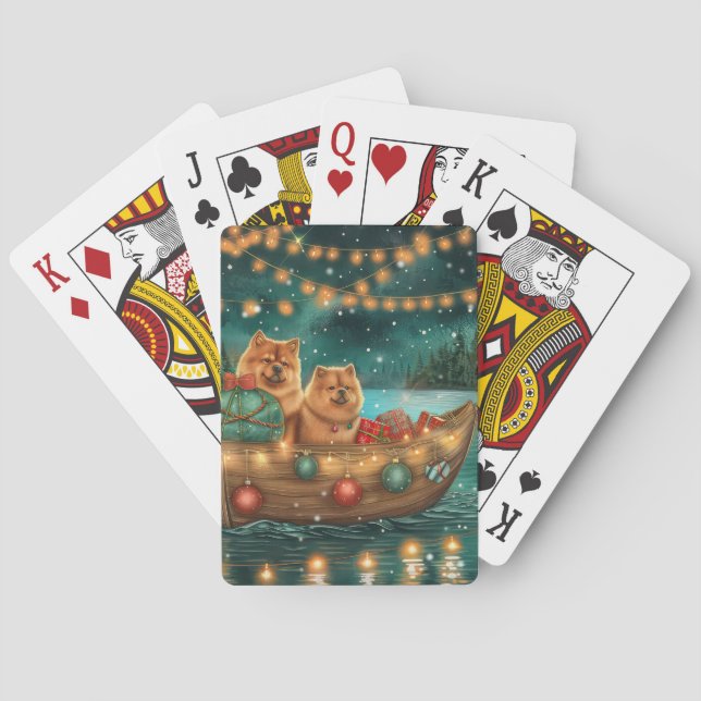 Chow Chow Christmas Festive Voyage Poker Cards (Back)
