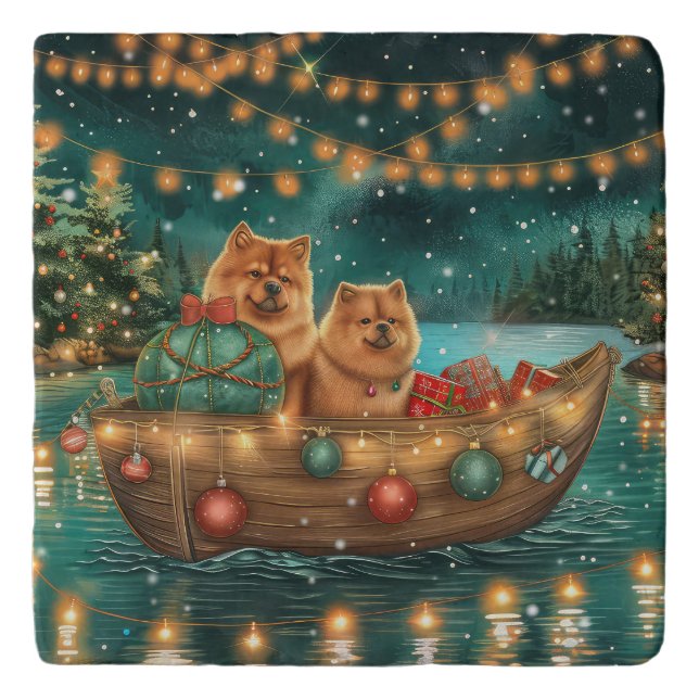 Chow Chow Christmas Festive Voyage Trivet (Front)