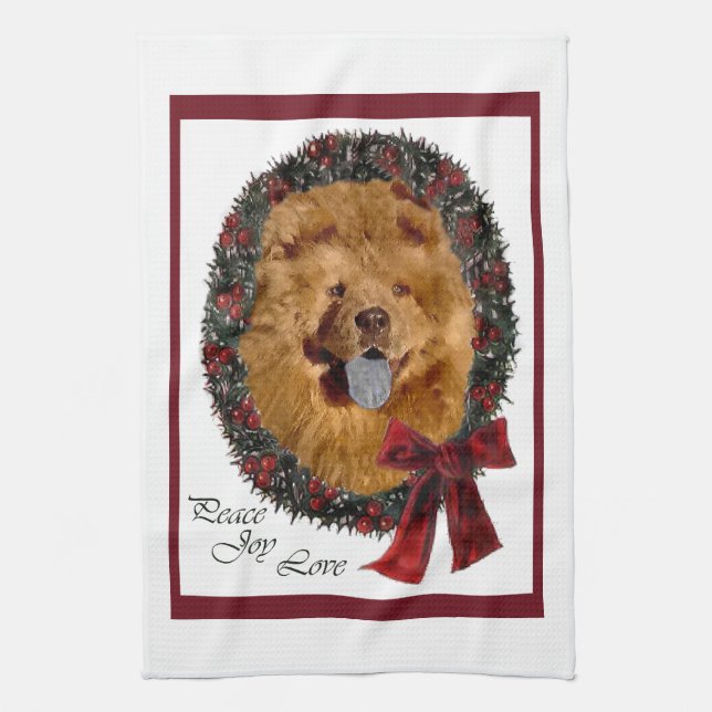 Chow Chow Christmas Kitchen Towel (Vertical)