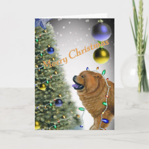 CHOW CHOW Christmas lights cards