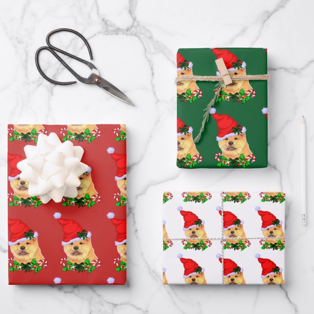Chow Chow Christmas Wrapping Paper Sheets (Front)